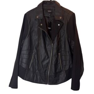 Torrid Womens Black Faux Leather Moto Jacket Plus Size 3 22/24 NWT
